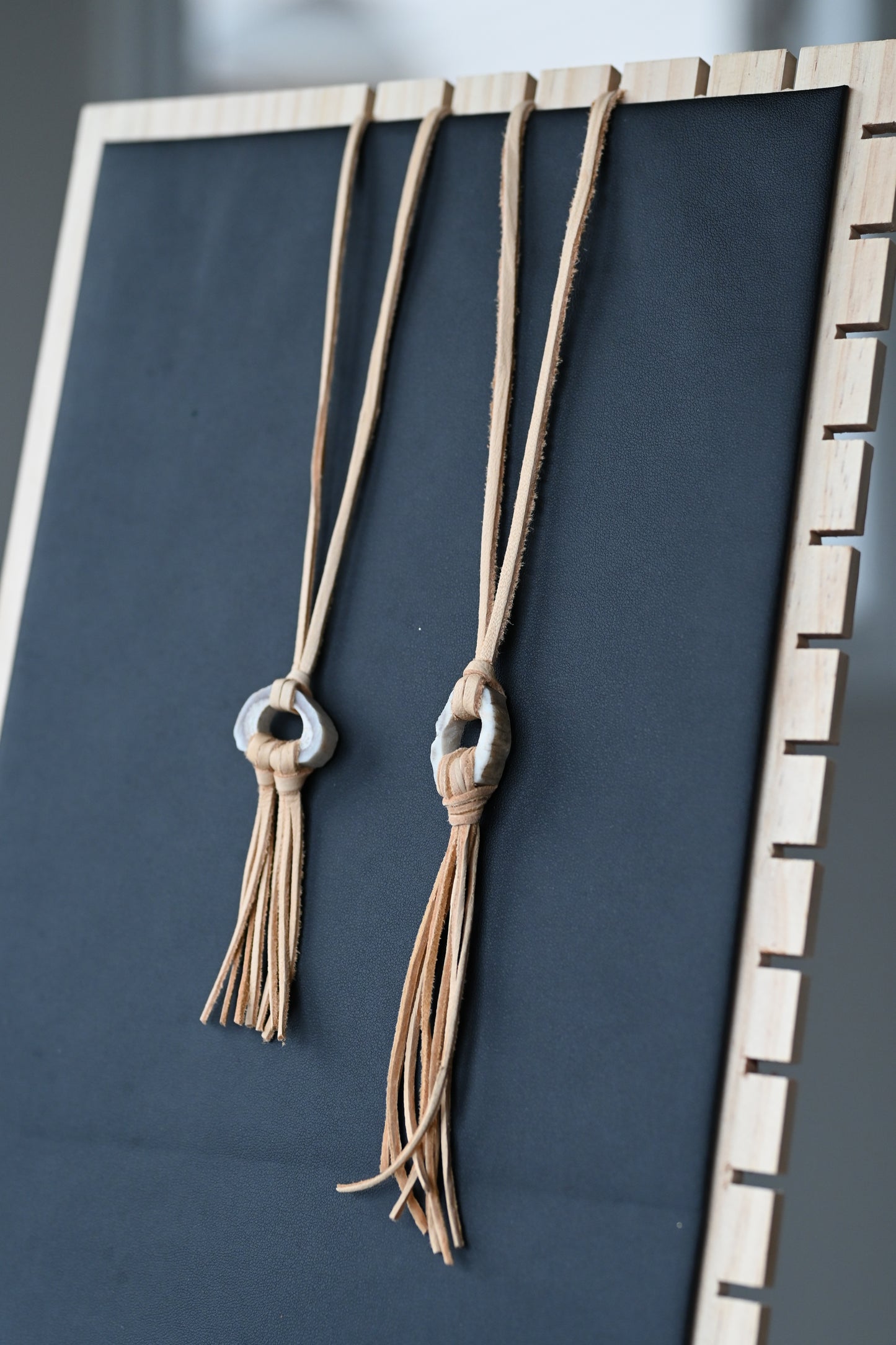 Deer Antler Fringe Pendant (Light Leather)