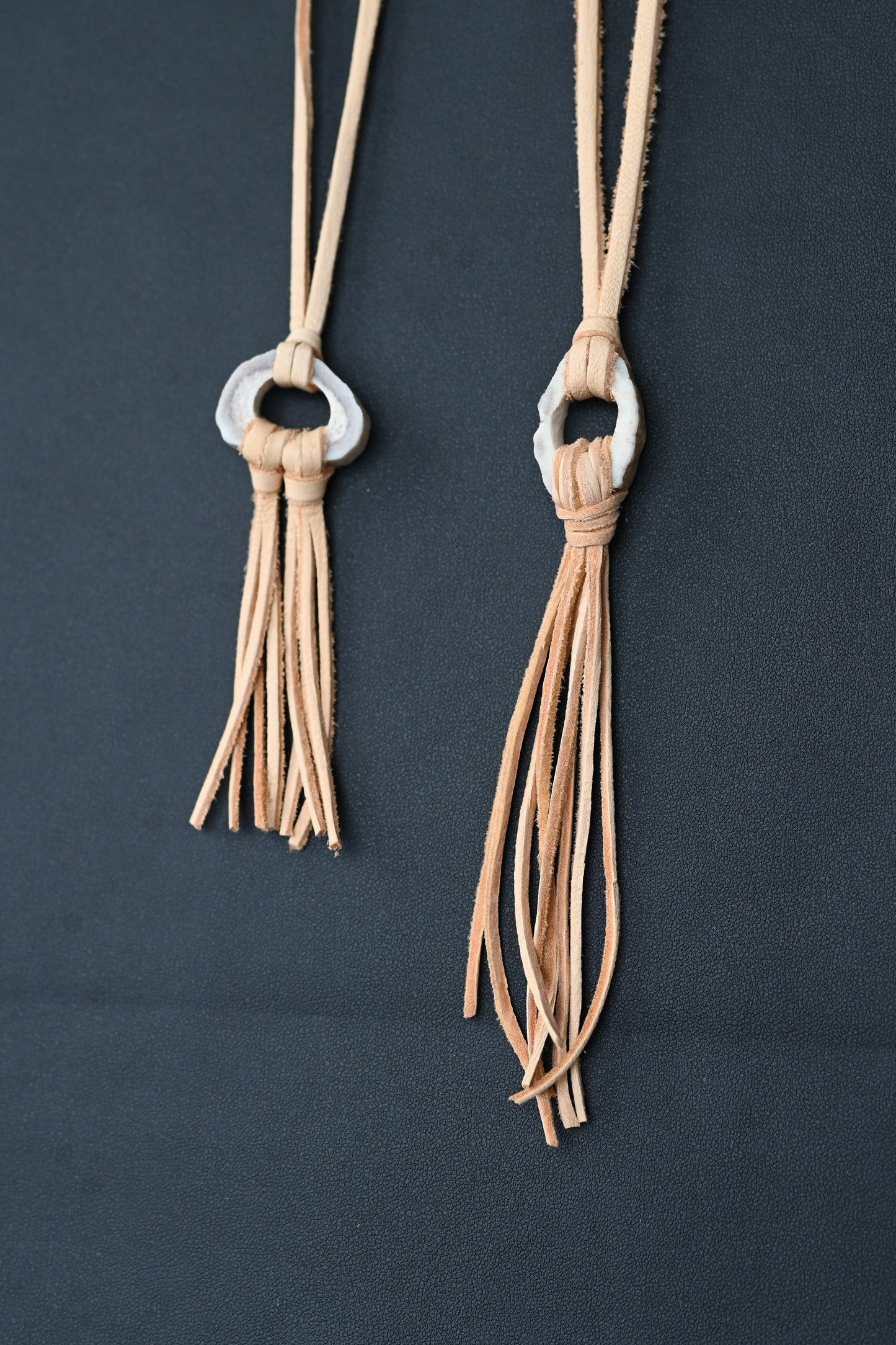 Deer Antler Fringe Pendant (Light Leather)