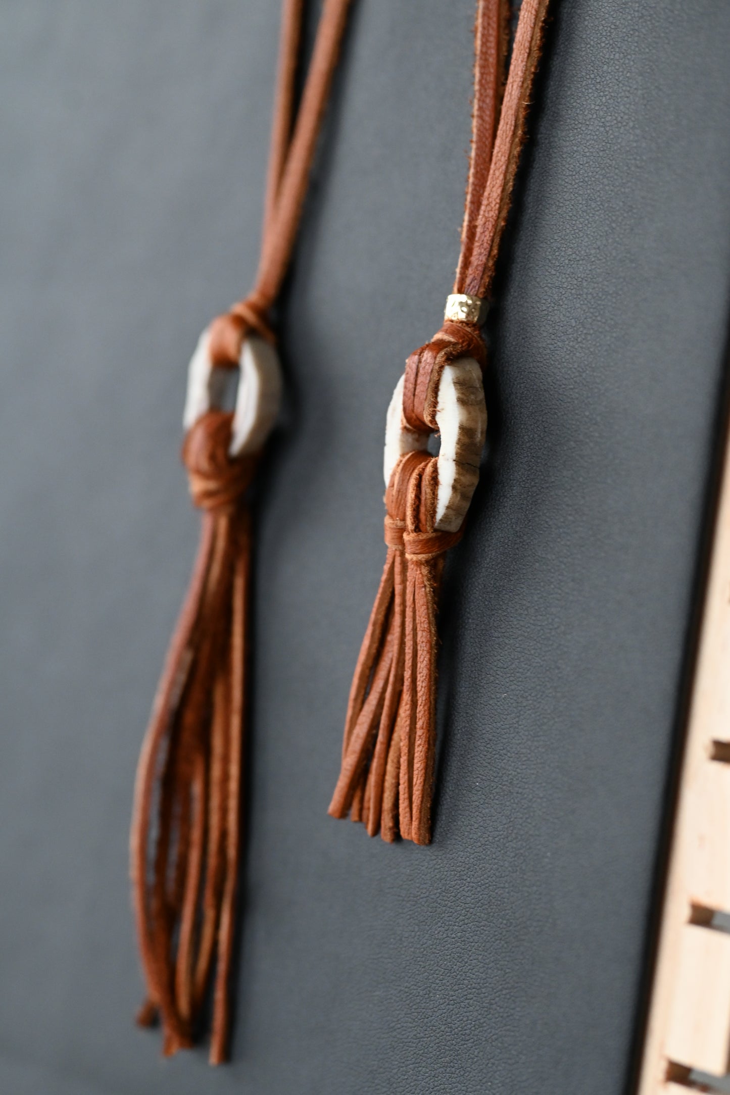 Deer Antler Fringe Pendant (Dark Leather)